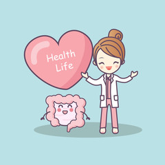 cute cartoon doctor with intestine