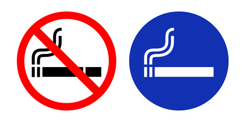 No Smoking sign and Smoking area. Vector illustration.