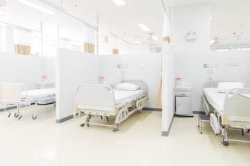 Hospital room with medical bed - obrazy, fototapety, plakaty