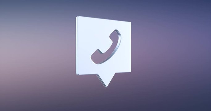 Animated Phone Message Silver 3d Icon Loop Modules for edit with alpha matte
