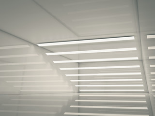 Abstract empty interior, lights stripes 3d