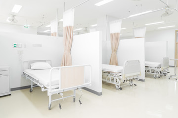 Hospital room with medical bed