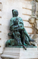 Fototapeta na wymiar Historian Galeotto Marzio statue at Buda Castle, Budapest, Hunga