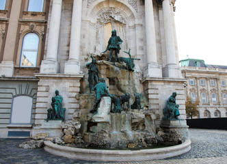 Fototapeta na wymiar Matthias Fountain in Buda Castle, Budapest, Hungary