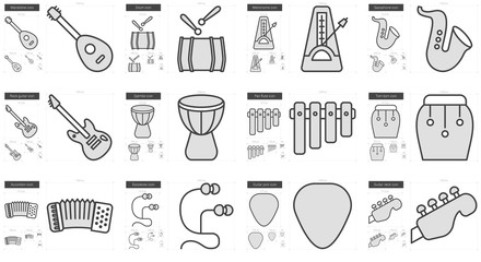 Music line icon set.