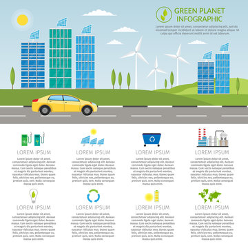 Ecology infographic vector elements ecology illustration and environmental pollution ecology risks and pollution. City life ecology set.