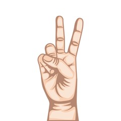 human hand with number gesture  expression over white background. colorful design. vector illustration