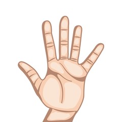 human hand with number gesture  expression over white background. colorful design. vector illustration