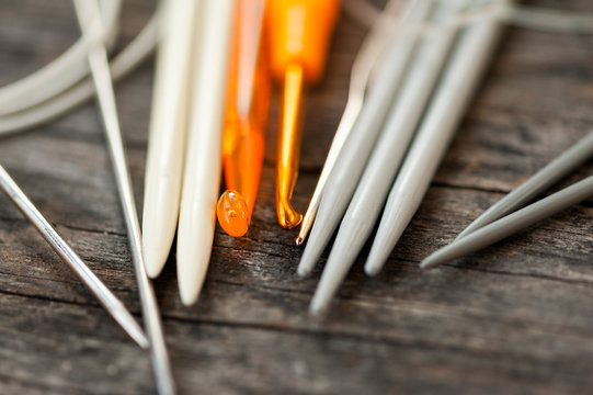 Crochet hooks and knitting needles
