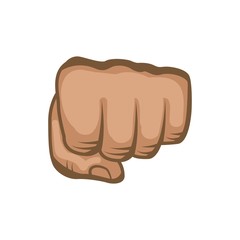 human hand with  fist gesture  over white background. colorful design. vector illustration