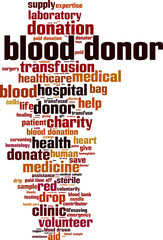 Blood donor word cloud concept. Vector illustration