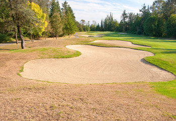 Sand bunker at the golf couse suffering drought