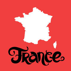 France. Abstract vector background with lettering and map