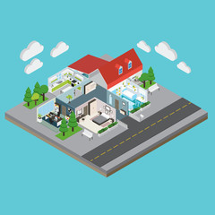 Isometric House Interior View