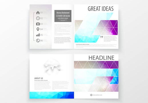 Square Brochure Layout with Cool Tone Geometric Design Element 7