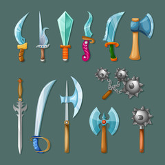 Set Icon Cartoon Weapons