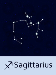 Obraz na płótnie Canvas Zodiac sign Sagittarius. Horoscope constellation star. Abstract space night sky background with stars and bokeh at the back. Vector illustration. Good for mobile applications, astrology
