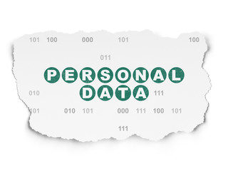 Information concept: Personal Data on Torn Paper background