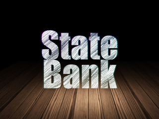Currency concept: State Bank in grunge dark room