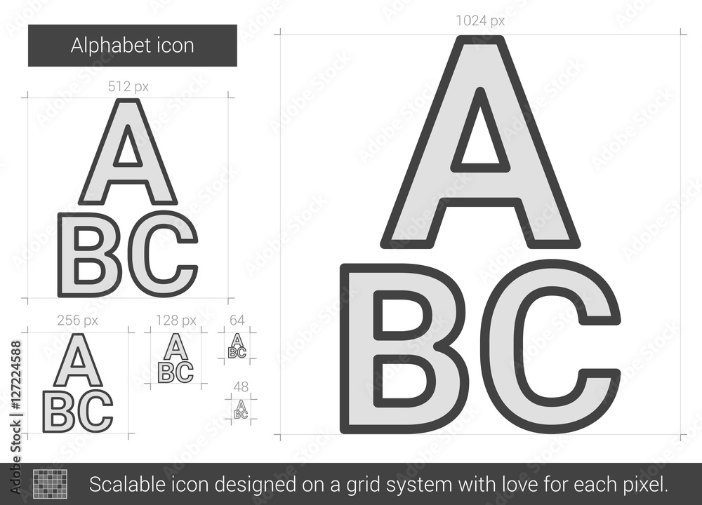 Poster alphabet line icon.