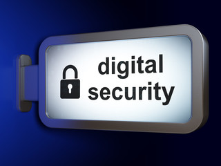 Security concept: Digital Security and Closed Padlock on billboard background
