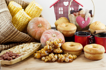 Brazilian traditional country food. Junina Feast typical treats.