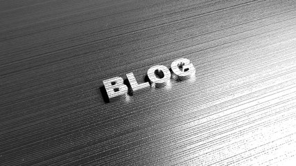 Metal word 'Blog' on steel background. Lettering for logotypes and sites. Label for business...