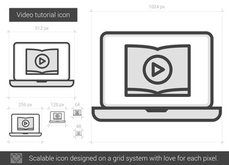 Video tutorial line icon.