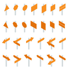 Isometric pointers isolated on white background.