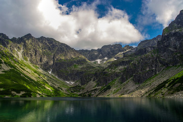 Naklejka na ściany i meble Beautiful landscape of mountain lake. High Tatras. Poland