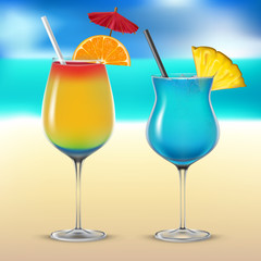 Set transparent vector cocktail glasses