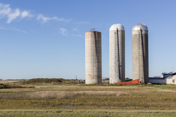 three tall silos
