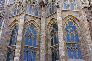 Fototapeta na wymiar Details of facade of Basilica Sagrada Familia in Barcelona