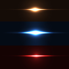 Naklejka premium Collection of beautiful bright lens flares. Lighting effects of flash.