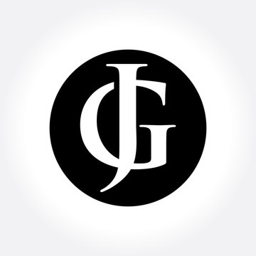JG initial letters inside circle, monogram logo