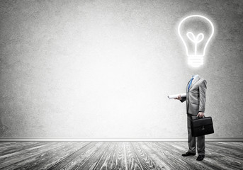 Obraz premium Bulb headed businessman