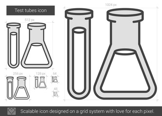 Test tubes line icon.