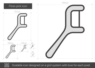 Floss pick line icon.