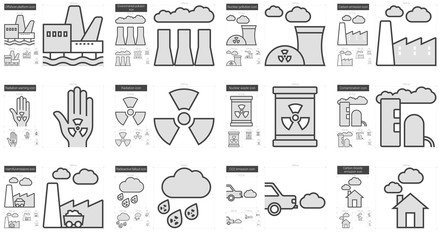 Ecology biohazard line icon set.