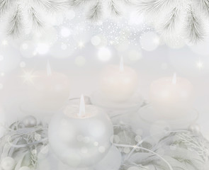 Silver advent wreath with 4 metallic candles
