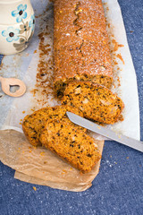 carrot cake with apples and walnuts