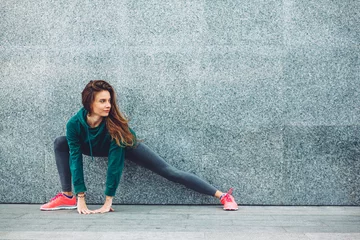 Foto op Aluminium Fitness sport girl in the street © Alena Ozerova