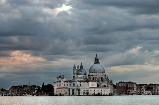 Santa Maria della Salute, church in Venice (Italy) with cloudy sky