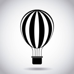 silhouette of air balloon vehicle. white and black design. vector illustration