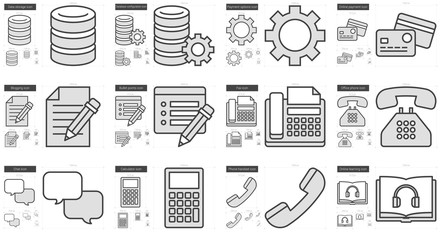 Technology line icon set.