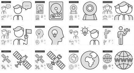 Technology line icon set.