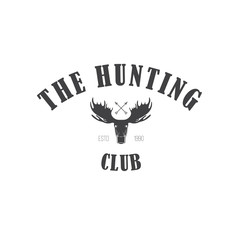 Retro Vintage Insignia or Logotype Vector design element, business sign template. Deer hunting. Hunting for elk. Moose hunting.