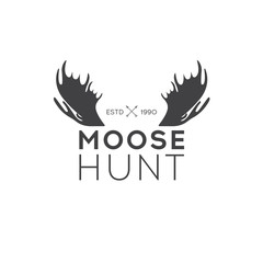 Retro Vintage Insignia or Logotype Vector design element, business sign template. Deer hunting. Hunting for elk. Moose hunting.