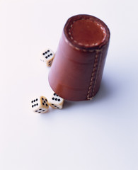 Leather dice cup with dice