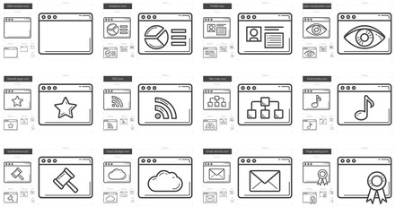 Application line icon set.